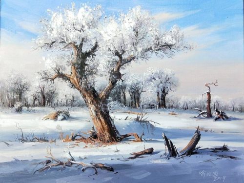 冬日胡杨坚韧不屈