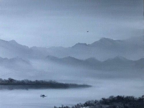 青山万里一孤舟